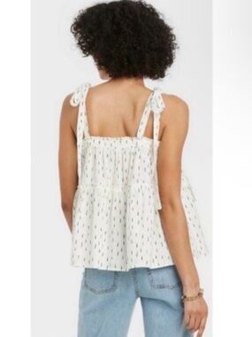 Universal Thread Tie-Strap Tiered White Dash Tank Top